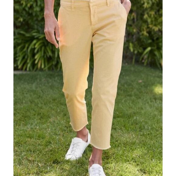 Frank & Eileen Women's size 12 Wicklow Yellow Pants Italian Chino Frayed - Picture 1 of 10